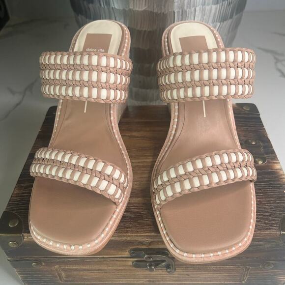 Dolce Vita Tan and Cream Wedge Sandals - Picture 4 of 9